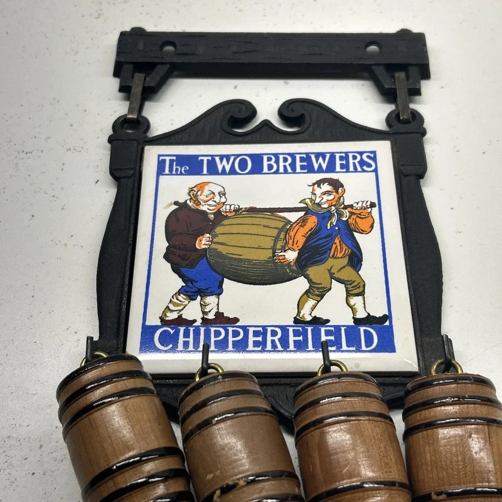 Vintage Cherry Japan Two Brewers Chipperfield Wall Mount Bar Tool Set